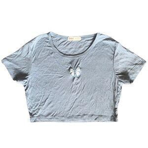 🌟SOLD🌟Baby Blue Butterfly Crop Top